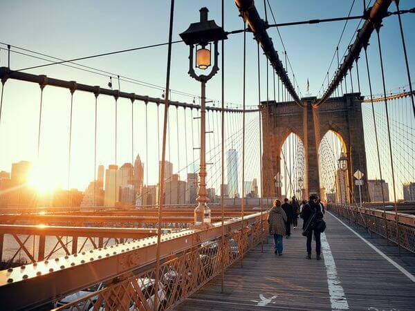 纽约情侣约会布鲁克林大桥