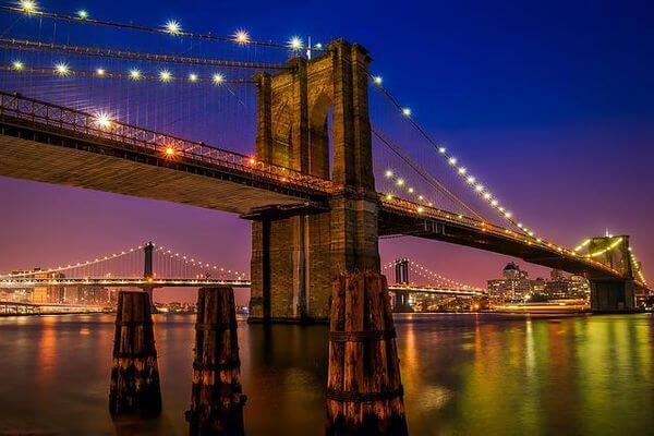 纽约情侣约会布鲁克林大桥